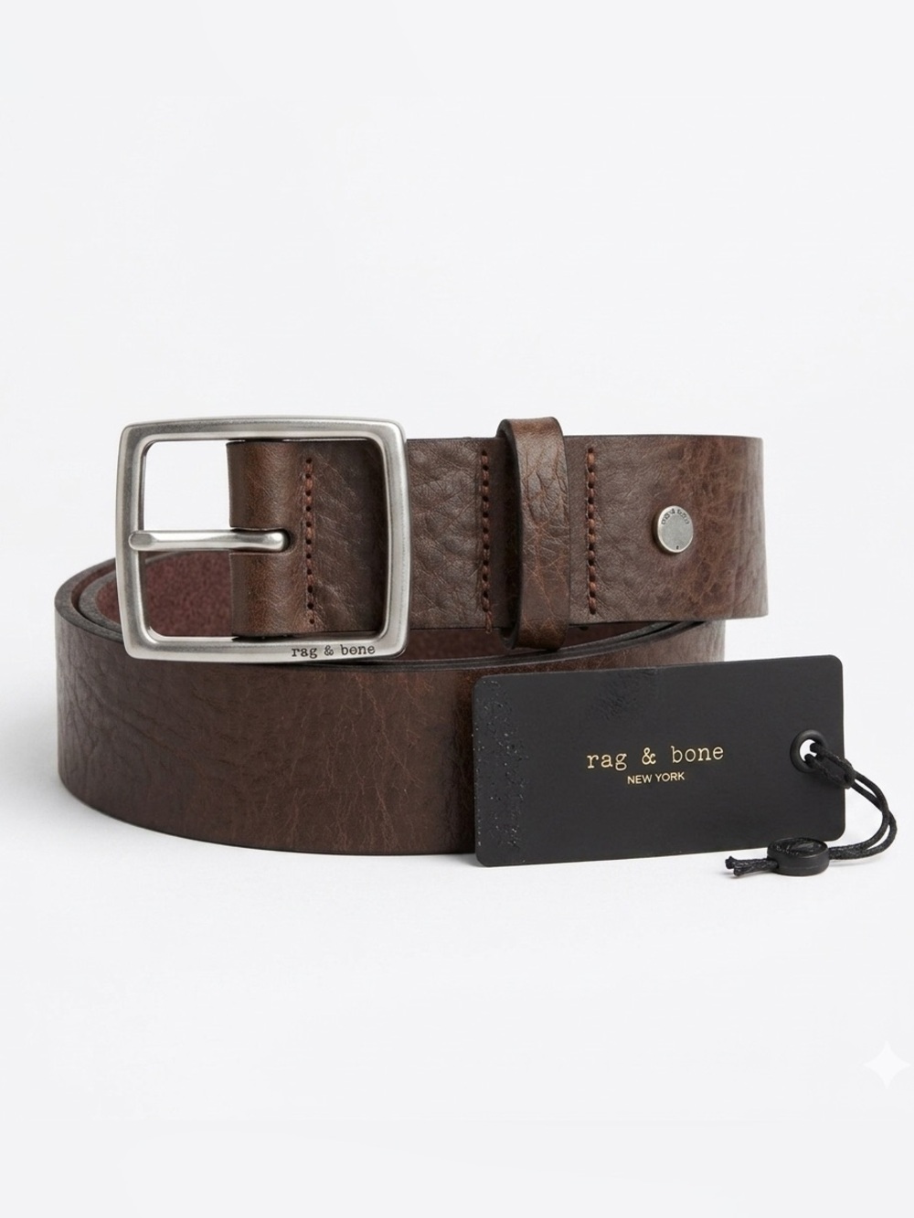 Rag & Bone Unisex Rugged Leather Belt Espresso Dark Brown Size 38 NWT New